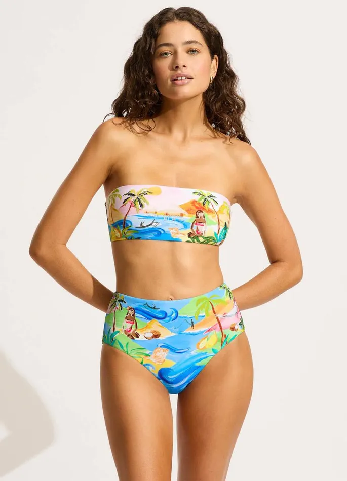 Seafolly High Waisted Women South Pacific High Waisted Bikini Bottom 8211 Turquoise