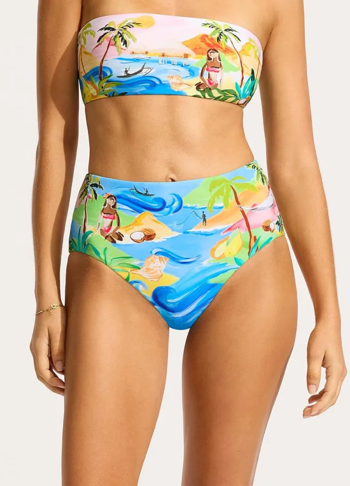 Seafolly High Waisted Women South Pacific High Waisted Bikini Bottom 8211 Turquoise