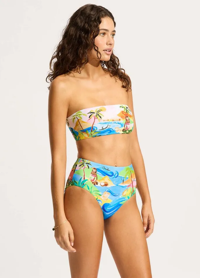 Seafolly High Waisted Women South Pacific High Waisted Bikini Bottom 8211 Turquoise