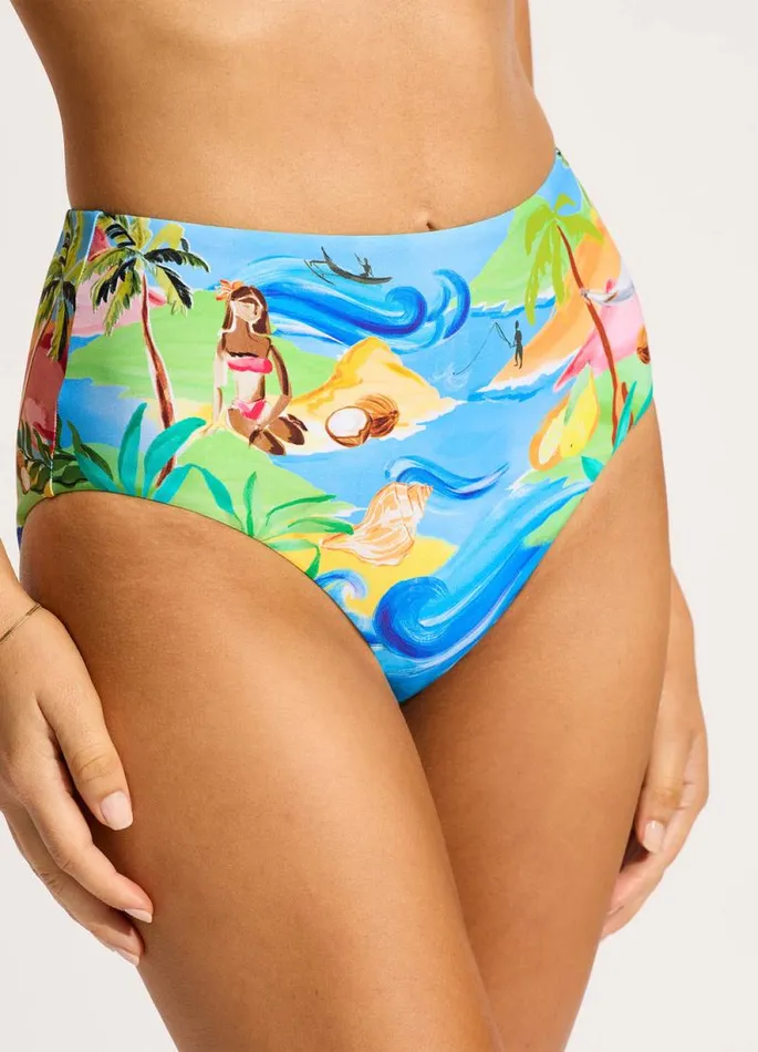 Seafolly High Waisted Women South Pacific High Waisted Bikini Bottom 8211 Turquoise