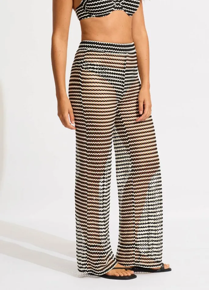 Seafolly Pants and Shorts Women Mesh Effect Pant 8211 Black