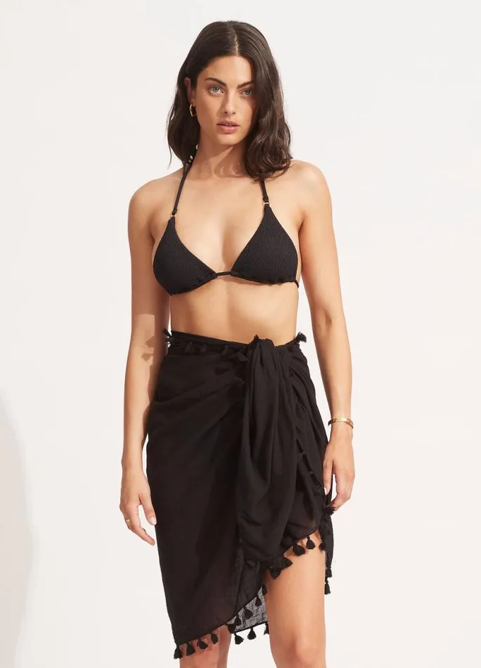 Seafolly Skirts and Sarongs Women Cotton Gauze Sarong 8211 Black