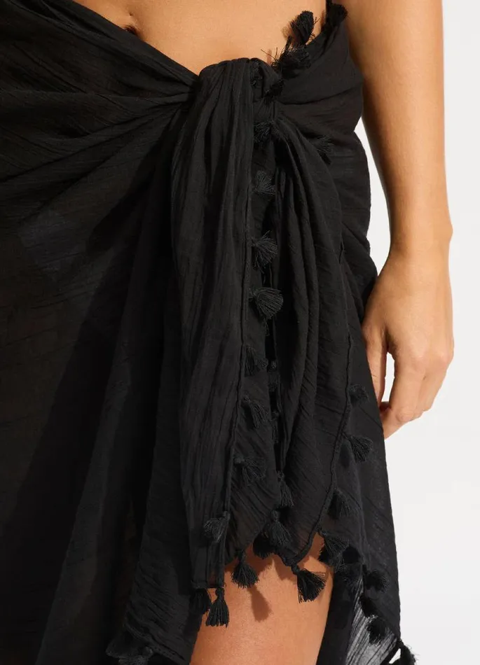Seafolly Skirts and Sarongs Women Cotton Gauze Sarong 8211 Black