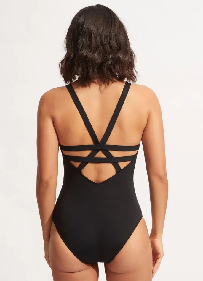 Seafolly Square Neck Women Seafolly Collective Deep V One Piece 8211 Black