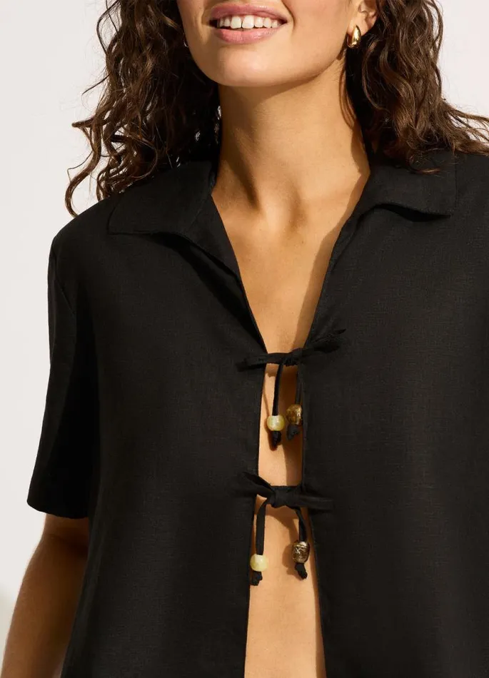 Seafolly Tops Women Palermo Tie Front Shirt 8211 Black