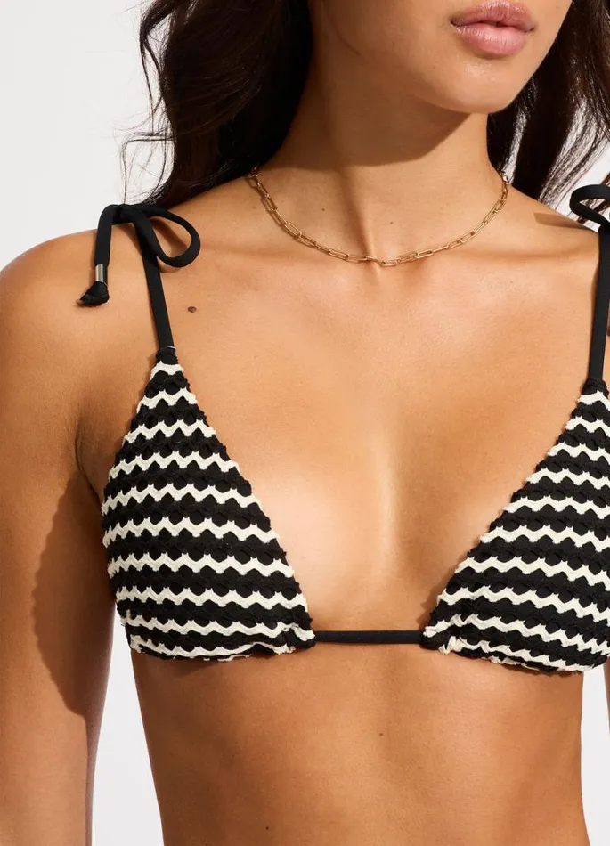 Seafolly Triangle Women Mesh Effect Slide Triangle Bikini Top 8211 Black