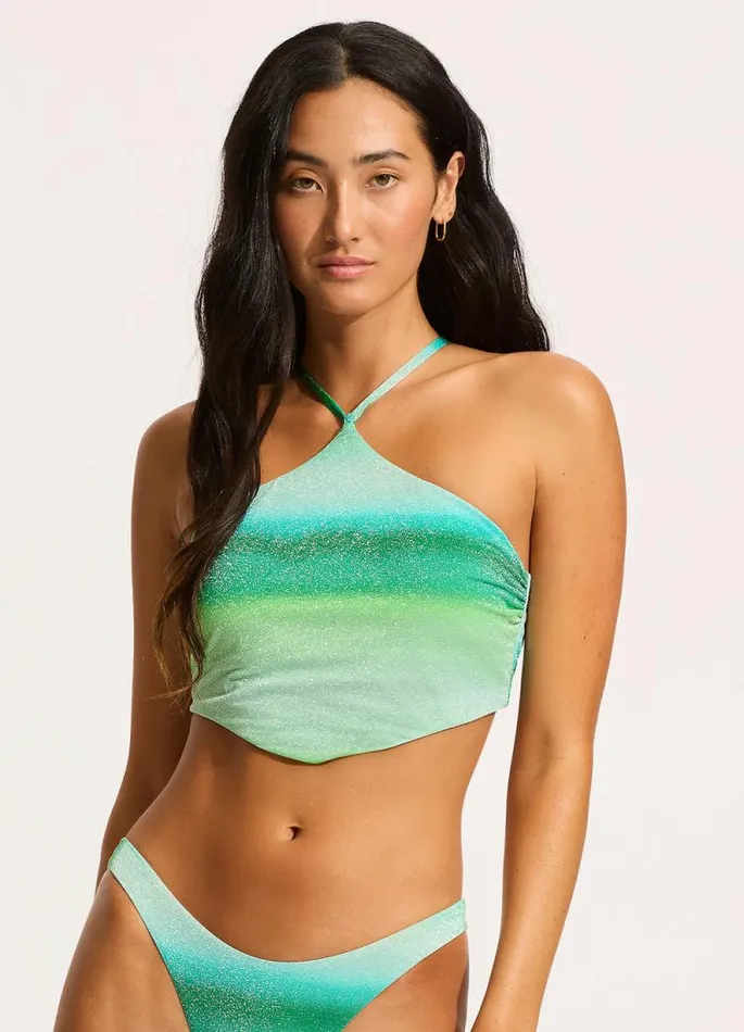 Seafolly Triangle Women Spectrum High Neck Bikini Top 8211 Jade