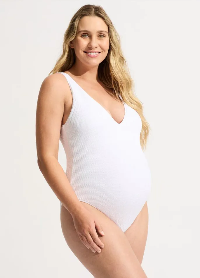 Seafolly V Neck Women Sea Dive Deep V Neck One Piece 8211 White