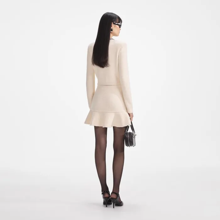 Self Portrait CoOrds Women Cream Soft Knit Cardigan