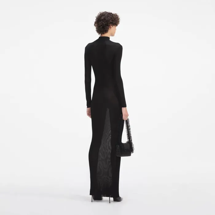 Self Portrait Dresses Women Black Knit Cut Out Maxi Dress Black