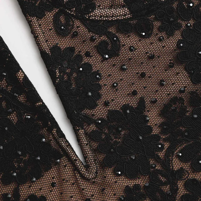Self Portrait Dresses Women Black Rhinestone Lace Bandeau Mini Dress