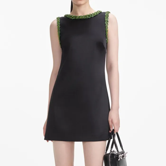 Self Portrait Dresses Women Black Satin Mini Dress