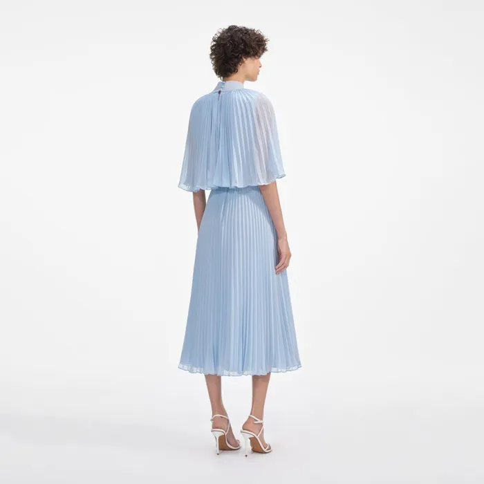 Self Portrait Dresses Women Blue Chiffon Cape Midi Dress Blue