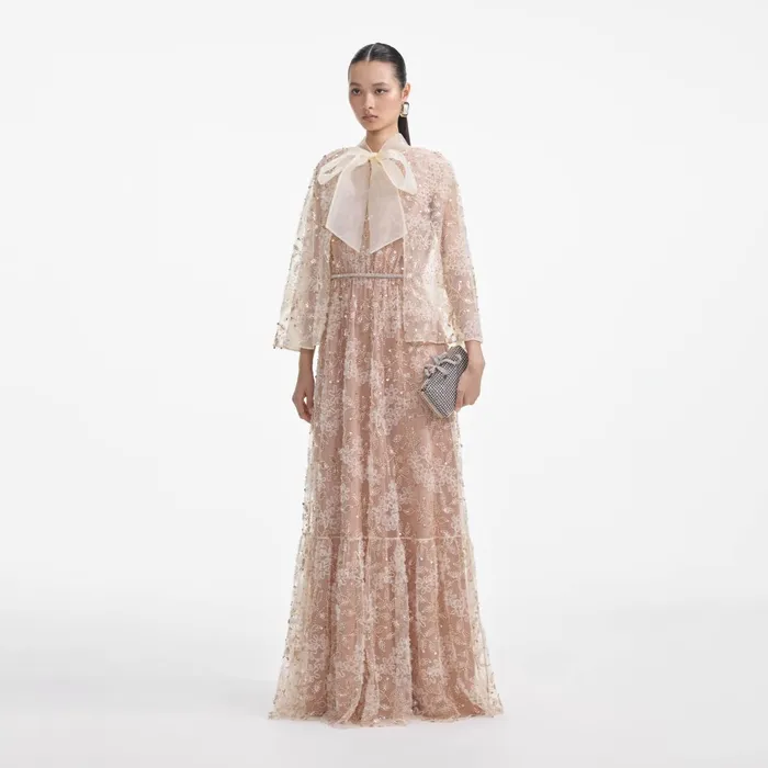 Self Portrait Dresses Women Embellished Cape Maxi Dress