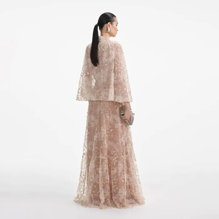Self Portrait Dresses Women Embellished Cape Maxi Dress