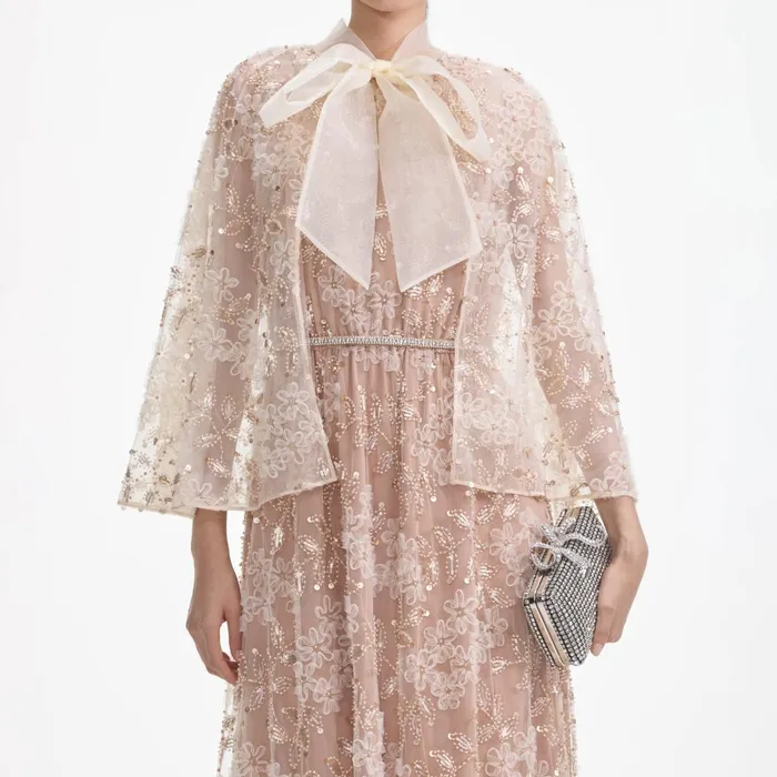 Self Portrait Dresses Women Embellished Cape Maxi Dress
