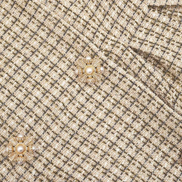 Self Portrait Dresses Women Gold Boucle Open Neck Mini Dress