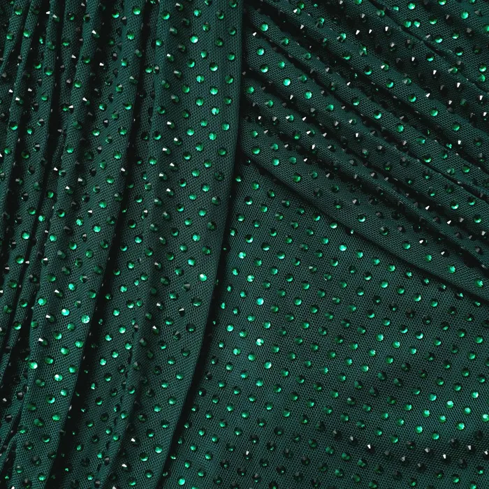 Self Portrait Dresses Women Green Rhinestone Mesh Midi Dress