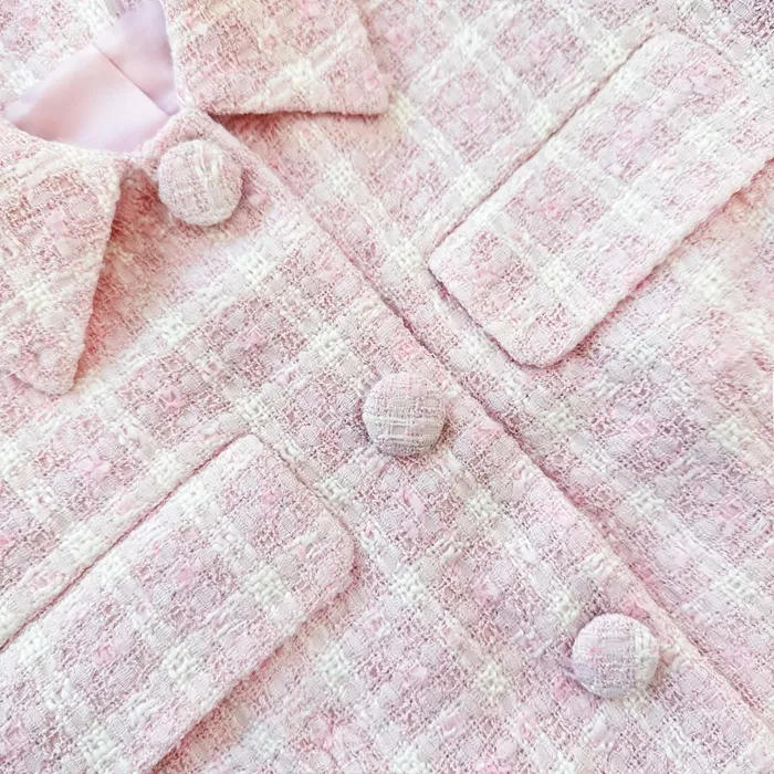 Self Portrait Dresses Women Pink Boucle Checked Mini Dress