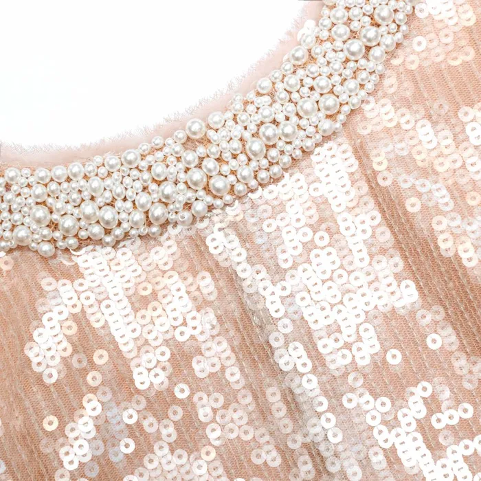 Self Portrait Dresses Women Sequin Pearl Trim Midi Dress
