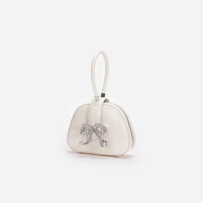 Self Portrait Handbags Women Cream Leather Top Handle Mini Bag Cream