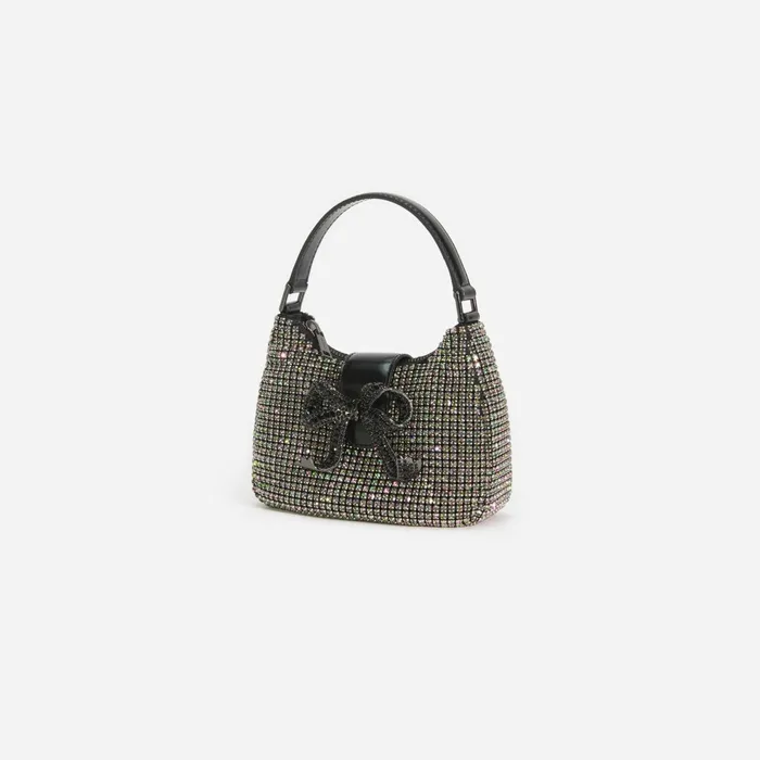 Self Portrait Handbags Women Multi Rhinestone Chainmail Crescent Bag