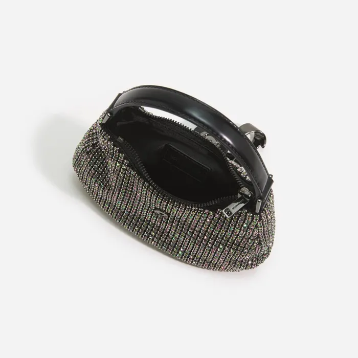 Self Portrait Handbags Women Multi Rhinestone Chainmail Crescent Bag