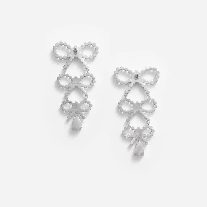 Self Portrait Jewellery Women Tiered Pearl Bow Earrings