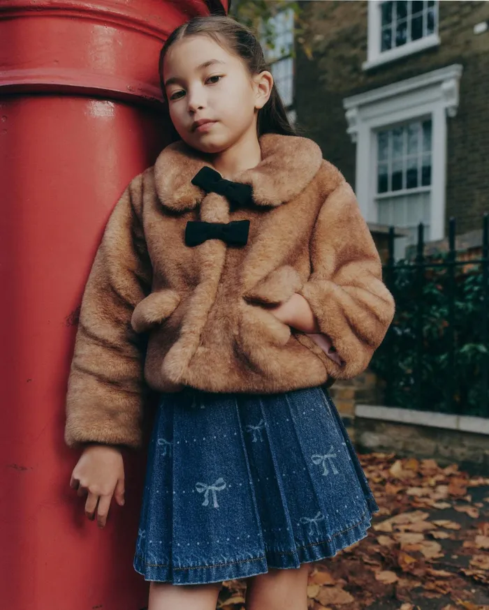 Self Portrait Kids Brown Faux Fur Jacket