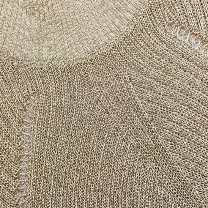 Self Portrait Knitwear Women Gold Lurex Knit Top