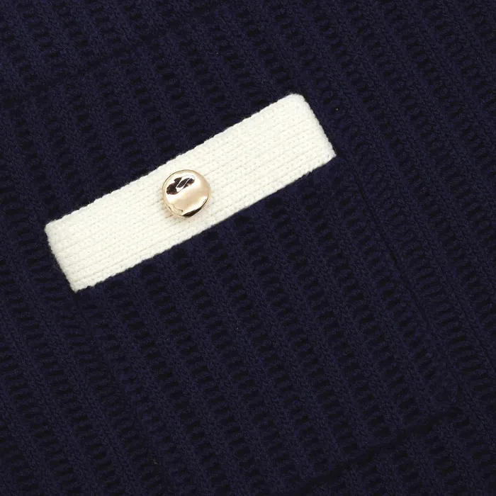 Self Portrait Knitwear Women Navy Crochet Contrast Trim Mini Skirt