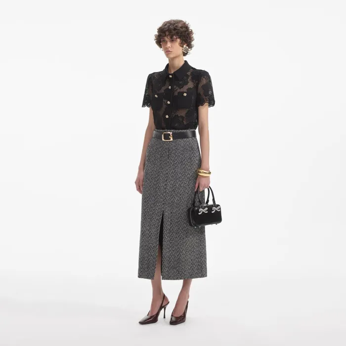 Self Portrait Tops Women Black Lace Top