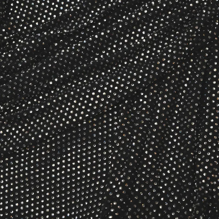 Self Portrait Tops Women Black Rhinestone Mesh Top Black