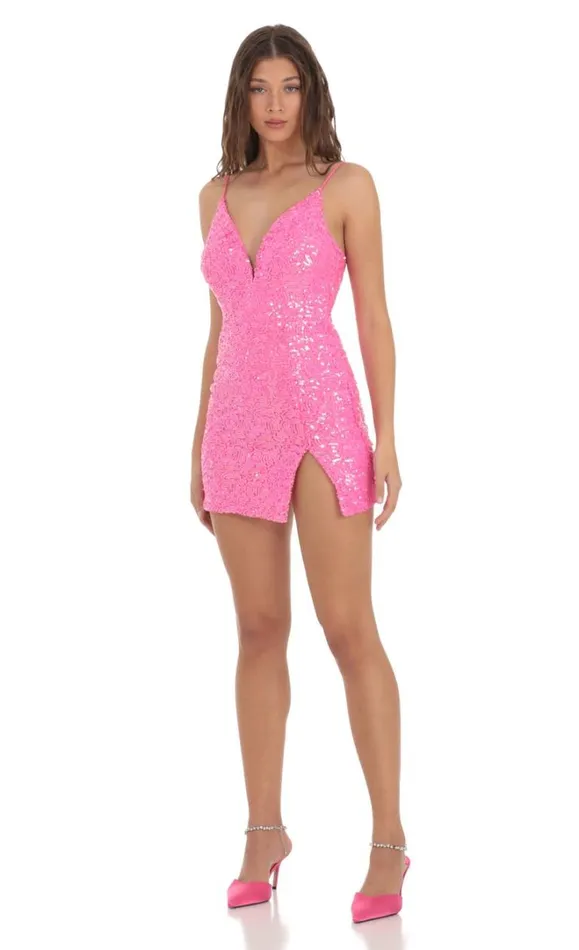 Sequin Bodycon Dress Hot Pink Women LUCY IN THE SKY Mini Dresses Sequin Bodycon Dress Hot Pink Women LUCY IN THE SKY Mini Dresses