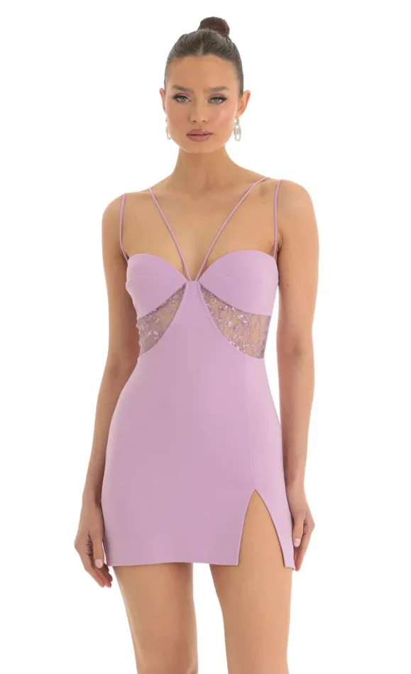 Sequin Cutout Dress Purple Women LUCY IN THE SKY Mini Dresses