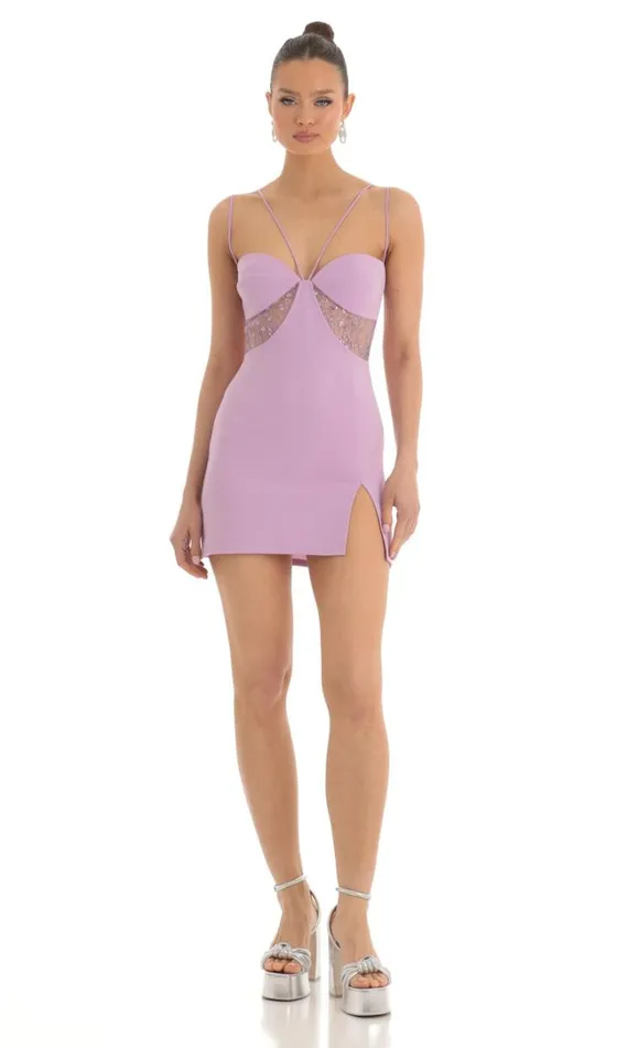 Sequin Cutout Dress Purple Women LUCY IN THE SKY Mini Dresses Sequin Cutout Dress Purple Women LUCY IN THE SKY Mini Dresses