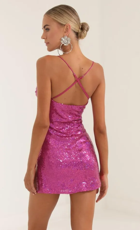 Sequin Side Slit Dress Pink Women LUCY IN THE SKY Mini Dresses Sequin Side Slit Dress Pink Women LUCY IN THE SKY Mini Dresses