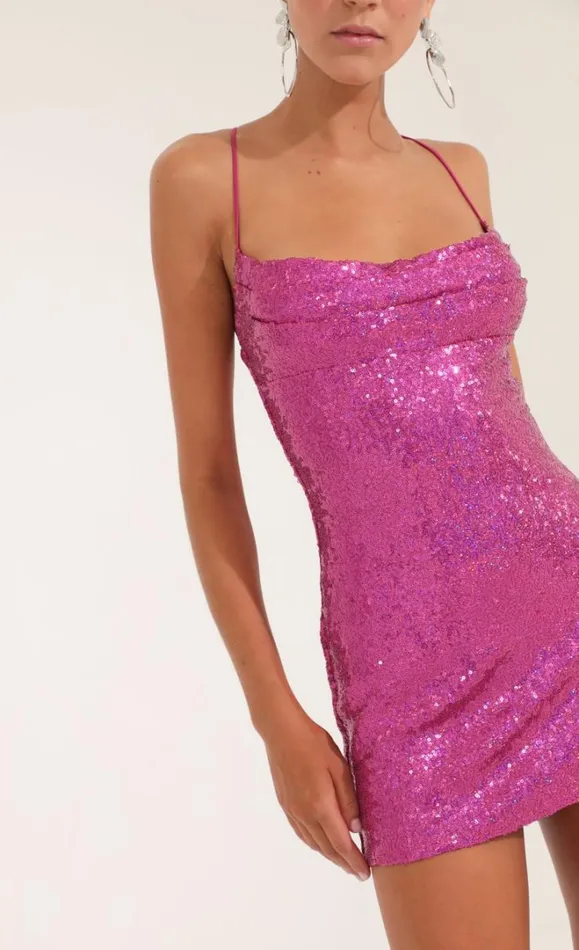 Sequin Side Slit Dress Pink Women LUCY IN THE SKY Mini Dresses Sequin Side Slit Dress Pink Women LUCY IN THE SKY Mini Dresses