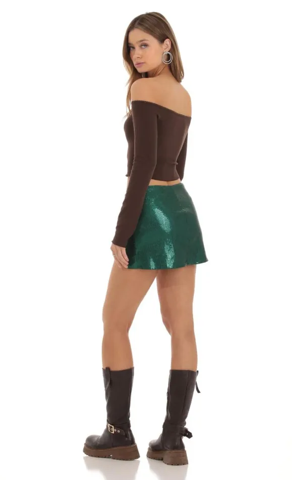 Sequin Slit Skirt Green Women LUCY IN THE SKY Skirts Sequin Slit Skirt Green Women LUCY IN THE SKY Skirts
