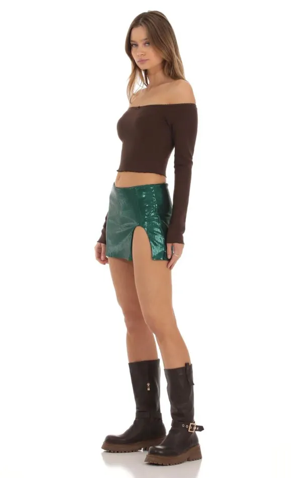 Sequin Slit Skirt Green Women LUCY IN THE SKY Skirts Sequin Slit Skirt Green Women LUCY IN THE SKY Skirts