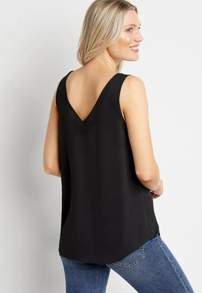 Sheer Inset V Neck Tank Top Women Maurices Tops