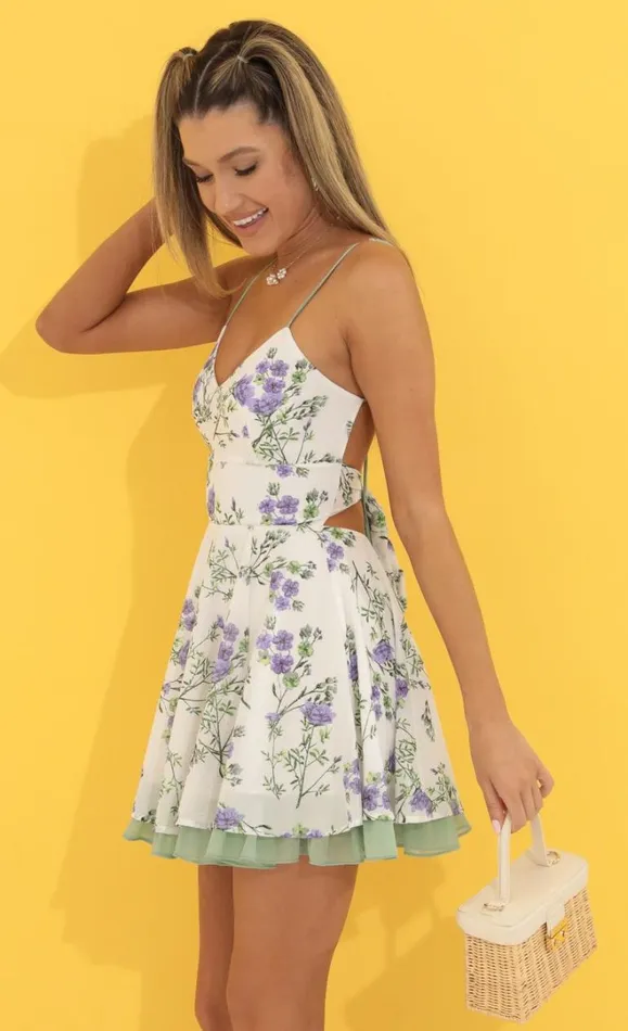 Shimmer Floral Fit And Flare Dress White Women LUCY IN THE SKY Mini Dresses Shimmer Floral Fit And Flare Dress White Women LUCY IN THE SKY Mini Dresses