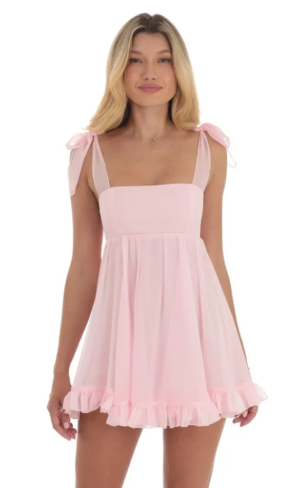 Shimmer Ruffle Babydoll Dress Pink Women LUCY IN THE SKY Mini Dresses Shimmer Ruffle Babydoll Dress Pink Women LUCY IN THE SKY Mini Dresses