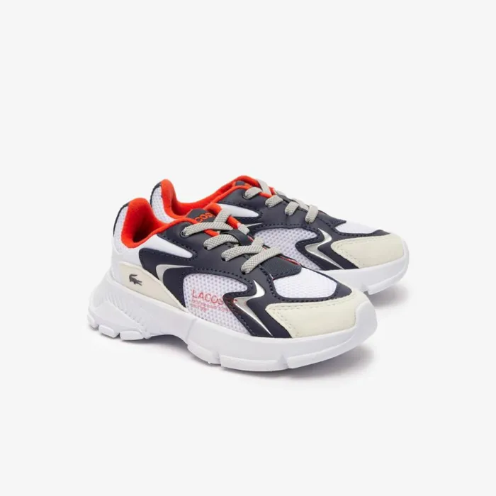 Shoes and Accessories Kids Lacoste Infants039 L003 Neo Sneakers Whiteorange 1u2