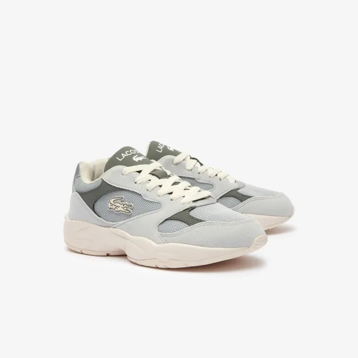 Shoes and Accessories Kids Lacoste Juniors039 Storm 96 Lo Vintage Sneakers Lt Greydk Grey 2g2