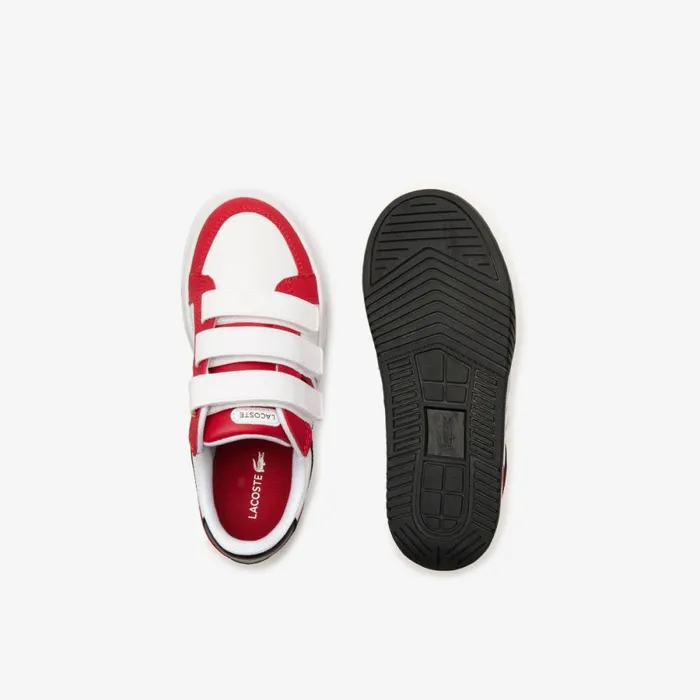 Shoes and Accessories Kids Lacoste Kids039 L001 Branded Sneakers Redwhite 17k