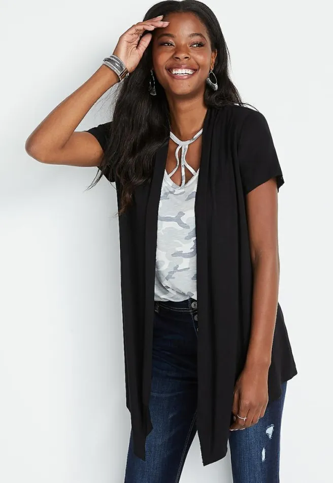 Short Sleeve Open Front Cardigan Women Maurices Tops