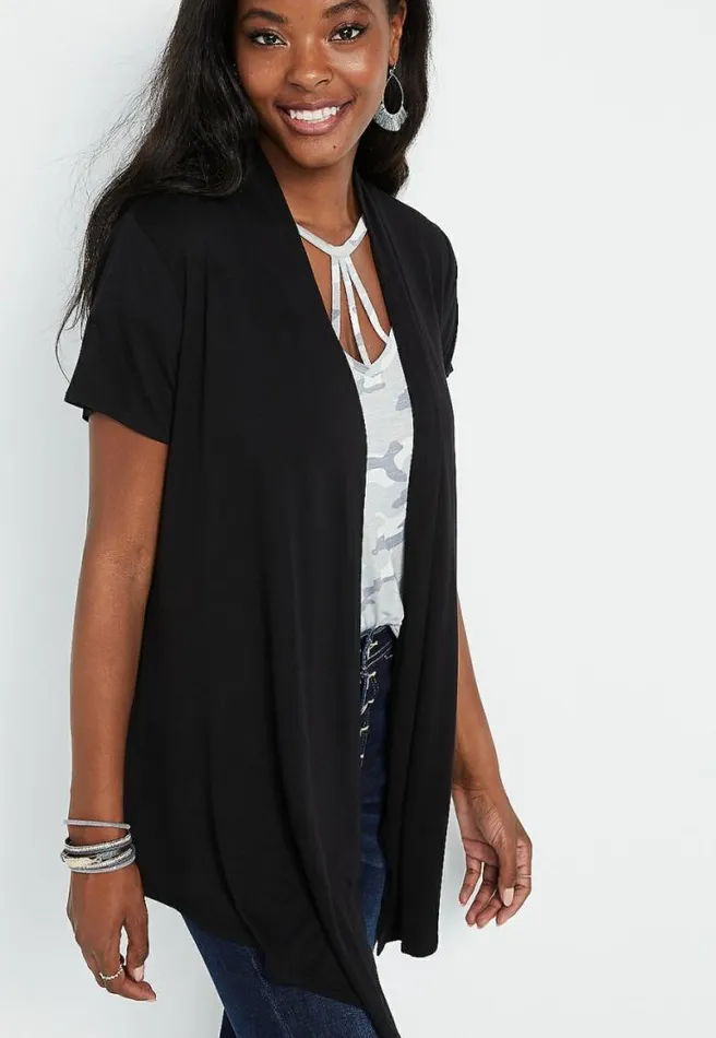 Short Sleeve Open Front Cardigan Women Maurices Tops