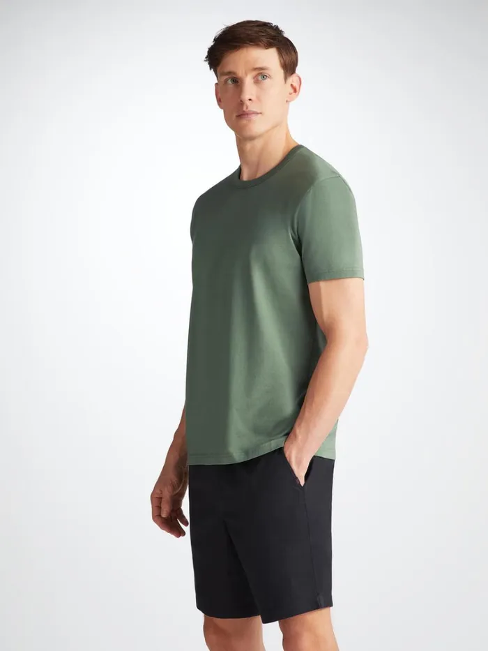 Short Sleeve TShirts Men Derek Rose TShirt Barny Pima Cotton Soft Green