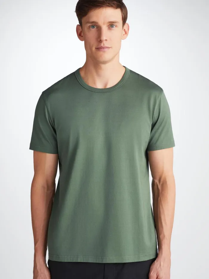 Short Sleeve TShirts Men Derek Rose TShirt Barny Pima Cotton Soft Green